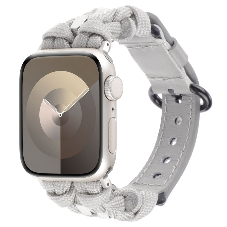 Paracord Genuine Leather Watch Band, For Apple Watch SE 40mm, For Apple Watch SE 44mm, For Apple Watch Series 6 40mm, For Apple Watch Series 6 44mm, For Apple Watch Series 5 44mm, For Apple Watch Series 5 40mm