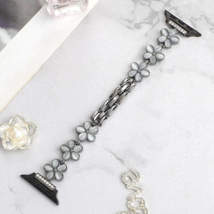5-petaled Flower Zinc Alloy Chain Watch Band, For Apple Watch Series 4 44mm, For Apple Watch Series 4 40mm, For Apple Watch Series 3 38mm, For Apple Watch Series 3 42mm, For Apple Watch Series 2 42mm, For Apple Watch Series 2 38mm