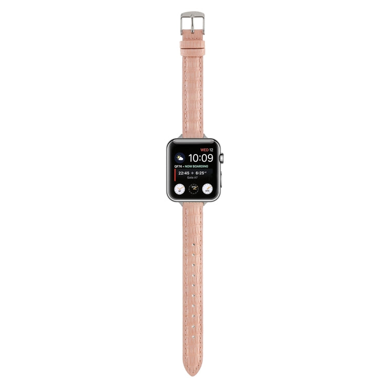 Slim Crocodile Leather Watch Band, For Apple Watch SE 40mm, For Apple Watch SE 44mm, For Apple Watch Series 6 40mm, For Apple Watch Series 6 44mm, For Apple Watch Series 5 44mm, For Apple Watch Series 5 40mm