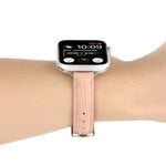 Slim Crocodile Leather Watch Band, For Apple Watch 42mm, For Apple Watch 38mm