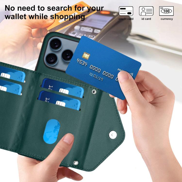 Rhombic Texture Card Bag RFID Phone Case with Long Lanyard, For iPhone 17 Pro Max, For iPhone 17 Pro, For iPhone 17, For iPhone Air, For iPhone 16 Pro Max, For iPhone 16 Pro, For iPhone 16 Plus, For iPhone 16