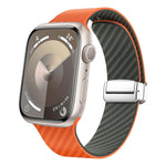 Carbon Fiber Magnetic Silver Buckle Watch Band, For Apple Watch Series 9 45mm, For Apple Watch Series 9 41mm, For Apple Watch Ultra 49mm