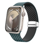 Carbon Fiber Magnetic Silver Buckle Watch Band, For Apple Watch Series 9 45mm, For Apple Watch Series 9 41mm, For Apple Watch Ultra 49mm