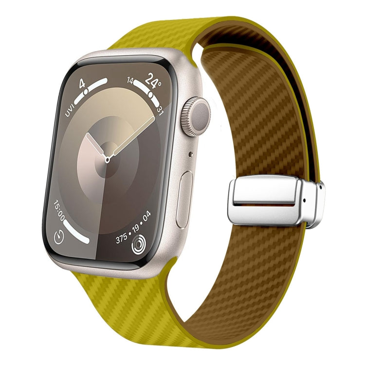 Carbon Fiber Magnetic Silver Buckle Watch Band, For Apple Watch Series 9 45mm, For Apple Watch Series 9 41mm, For Apple Watch Ultra 49mm