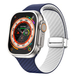 Carbon Fiber Magnetic Silver Buckle Watch Band, For Apple Watch Series 9 45mm, For Apple Watch Series 9 41mm, For Apple Watch Ultra 49mm