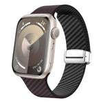 Carbon Fiber Magnetic Silver Buckle Watch Band, For Apple Watch Series 8 41mm, For Apple Watch Series 8 45mm, For Apple Watch SE 2022 40mm