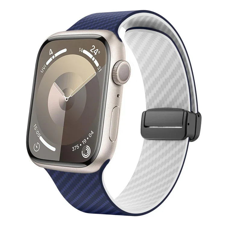 Carbon Fiber Magnetic Black Buckle Watch Band, For Apple Watch 42mm, For Apple Watch 38mm