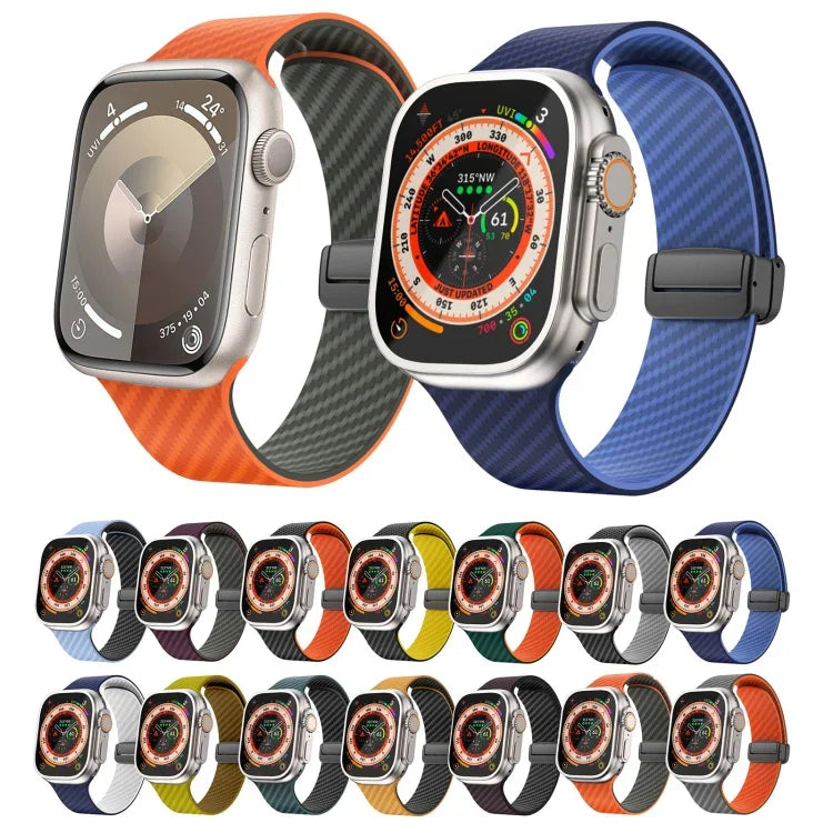 Carbon Fiber Magnetic Black Buckle Watch Band, For Apple Watch 42mm, For Apple Watch 38mm