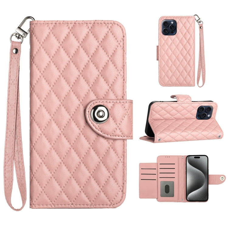 Rhombic Texture Flip Leather Phone Case with Lanyard, For iPhone 14 Pro Max, For iPhone SE 2022 / 2020 / 8 / 7, For iPhone 13 Pro Max, For iPhone 13 Pro, For iPhone 13, For iPhone 12 / 12 Pro, For iPhone 12 Pro Max, For iPhone 11 Pro Max