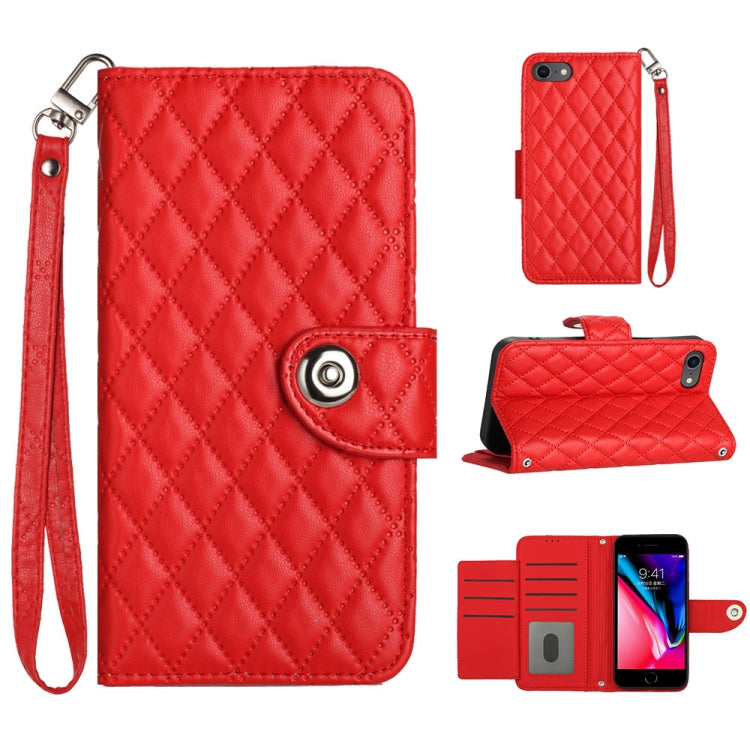 Rhombic Texture Flip Leather Phone Case with Lanyard, For iPhone 14 Pro Max, For iPhone SE 2022 / 2020 / 8 / 7, For iPhone 13 Pro Max, For iPhone 13 Pro, For iPhone 13, For iPhone 12 / 12 Pro, For iPhone 12 Pro Max, For iPhone 11 Pro Max