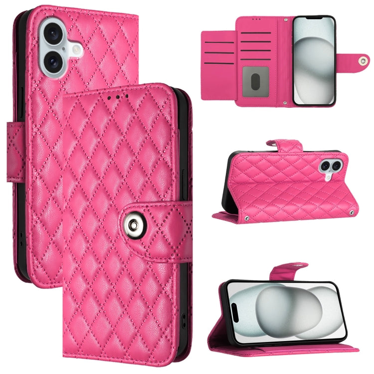 Rhombic Texture Flip Leather Phone Case with Lanyard, For iPhone 17 Pro Max, For iPhone 17 Pro, For iPhone 17, For iPhone Air, For iPhone SE 2024, For iPhone 16 Pro Max, For iPhone 16 Pro, For iPhone 16 Plus