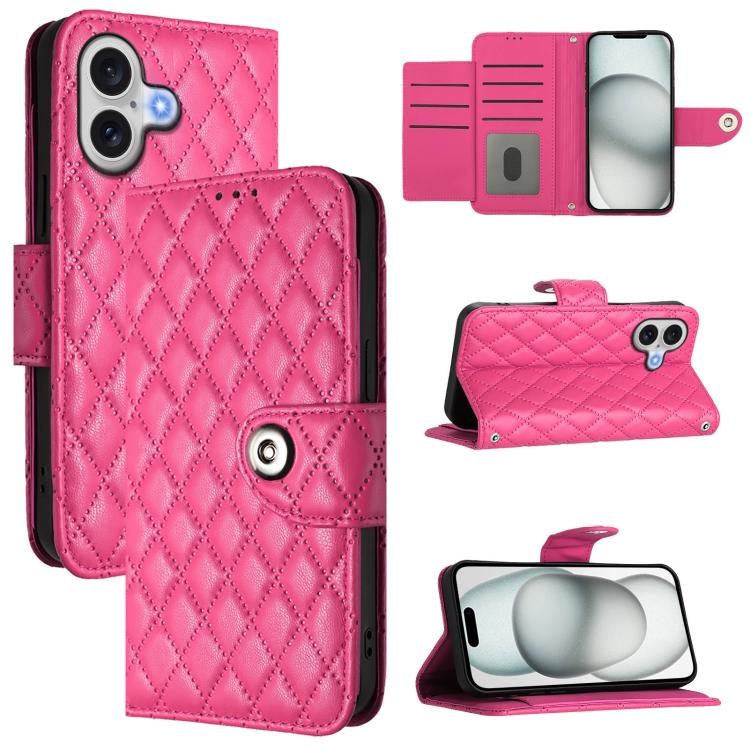 Rhombic Texture Flip Leather Phone Case with Lanyard, For iPhone 17 Pro Max, For iPhone 17 Pro, For iPhone 17, For iPhone Air, For iPhone SE 2024, For iPhone 16 Pro Max, For iPhone 16 Pro, For iPhone 16 Plus