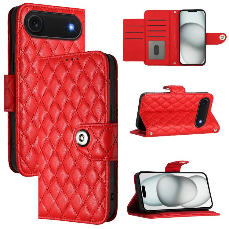 Rhombic Texture Flip Leather Phone Case with Lanyard, For iPhone 17 Pro Max, For iPhone 17 Pro, For iPhone 17, For iPhone Air, For iPhone SE 2024, For iPhone 16 Pro Max, For iPhone 16 Pro, For iPhone 16 Plus