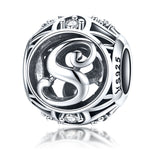 S925 Sterling Silver 26 English Letter Beads DIY Bracelet Necklace Accessories, A, B, C, D, E, F, G, H, I, J, K, L, M, N, O, P, Q, R, S, T, U, V, W, X, Y, Z