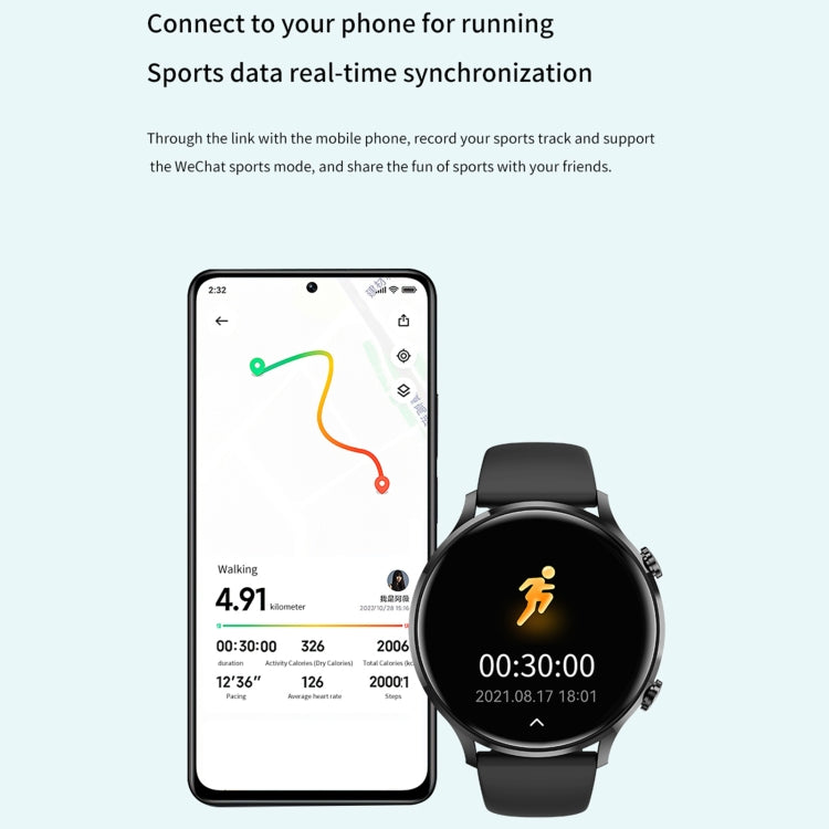 QS40 1.39 inch BT5.2 Smart Sport Watch, Support Bluetooth Call / Sleep / Blood Oxygen / Temperature / Heart Rate / Blood Pressure Health Monitor