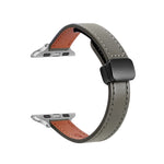 Slim Magnetic Buckle Genuine Leather Watch Band, For Apple Watch Series 9 41mm