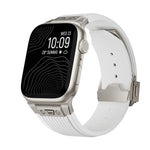 Vertical Texture Titanium Buckle Elastic Silicone Watch Band, For Apple Watch SE 44mm, For Apple Watch Series 6 44mm, For Apple Watch Series 5 44mm, For Apple Watch Series 4 44mm, For Apple Watch Series 3 42mm, For Apple Watch Series 2 42mm            ...