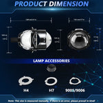 T02 1 Pair 2.5 inch Car Bifocal LED Lens Headlight, Left Driving, T02