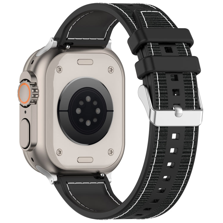 Ordinary Buckle Hybrid Nylon Braid Silicone Watch Band, For Apple Watch SE 40mm, For Apple Watch SE 44mm, For Apple Watch Series 6 40mm, For Apple Watch Series 6 44mm, For Apple Watch Series 5 44mm, For Apple Watch Series 5 40mm                        ...