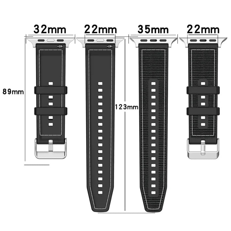 Ordinary Buckle Hybrid Nylon Braid Silicone Watch Band, For Apple Watch 42mm, For Apple Watch 38mm