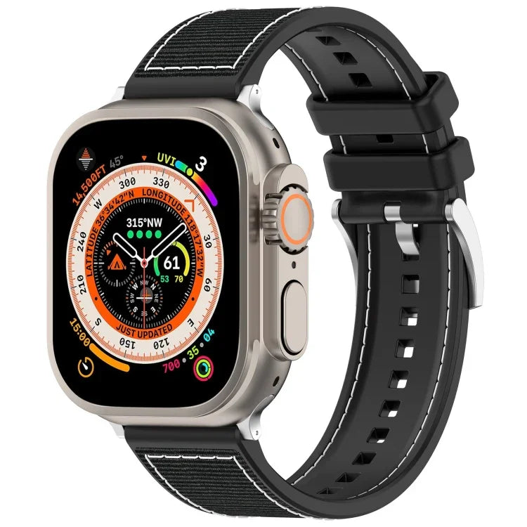 Official Buckle Hybrid Nylon Braid Silicone Watch Band, For Apple Watch 42mm, For Apple Watch 38mm