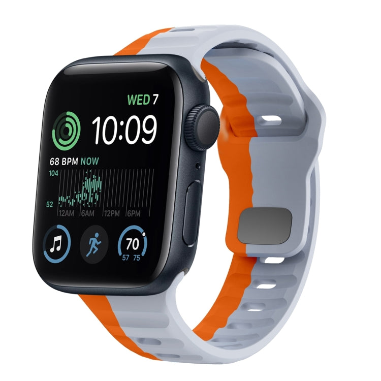 Wave Texture Reverse Buckle Silicone Watch Band, For Apple Watch Series 8 41mm, For Apple Watch Series 8 45mm, For Apple Watch SE 2022 40mm, For Apple Watch SE 2022 44mm