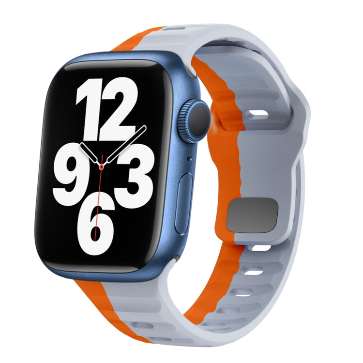 Wave Texture Reverse Buckle Silicone Watch Band, For Apple Watch Series 7 41mm, For Apple Watch Series 7 45mm, For Apple Watch SE 40mm, For Apple Watch SE 44mm