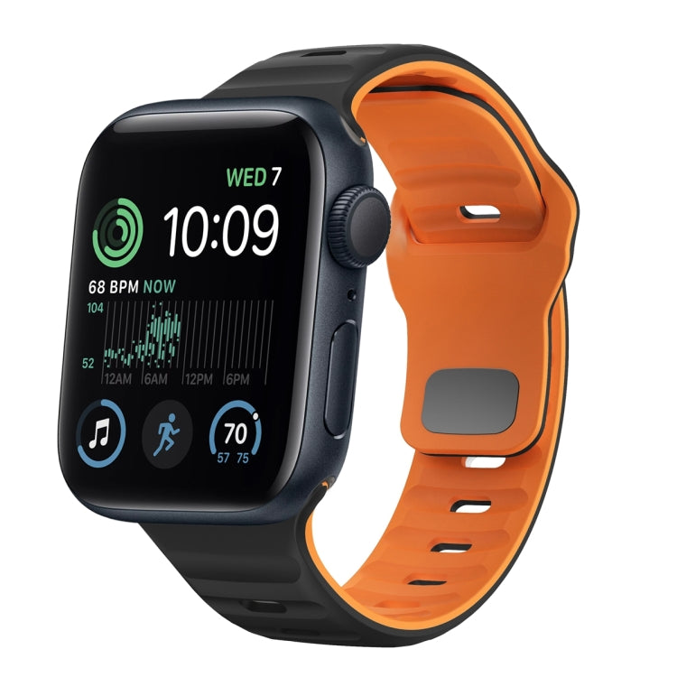 Wave Texture Reverse Buckle Silicone Watch Band, For Apple Watch Series 7 41mm, For Apple Watch Series 7 45mm, For Apple Watch SE 40mm, For Apple Watch SE 44mm