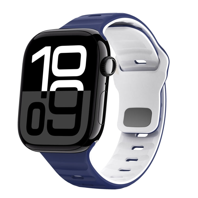 Wave Texture Reverse Buckle Silicone Watch Band, For Apple Watch Series 10 46mm, For Apple Watch Series 10 42mm, For Apple Watch SE 2023 44mm, For Apple Watch SE 2023 40mm