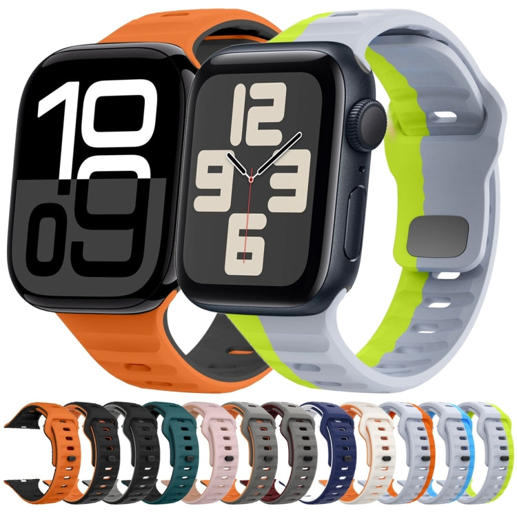 Wave Texture Reverse Buckle Silicone Watch Band, For Apple Watch Series 7 41mm, For Apple Watch Series 7 45mm, For Apple Watch SE 40mm, For Apple Watch SE 44mm