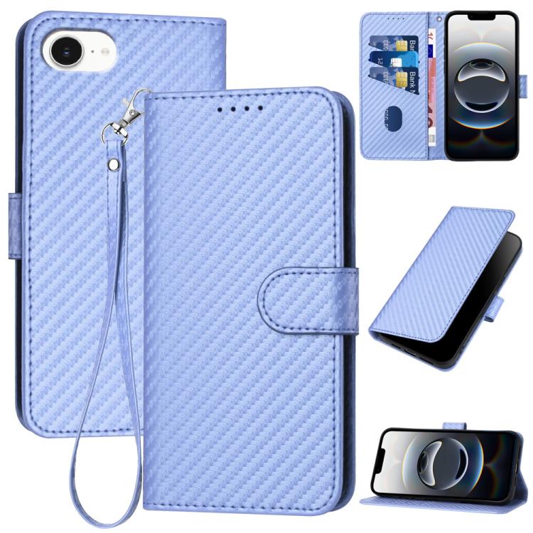 YX0070 Carbon Fiber Buckle Leather Phone Case with Lanyard, For iPhone 17e / 16e, For iPhone 17 Pro Max, For iPhone 17 Pro, For iPhone 17, For iPhone Air, For iPhone 16 Pro Max