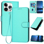 YX0070 Carbon Fiber Buckle Leather Phone Case with Lanyard, For iPhone 13 Pro Max, For iPhone 13 Pro, For iPhone 13, For iPhone 13 mini, For iPhone 12 / 12 Pro, For iPhone 12 Pro Max
