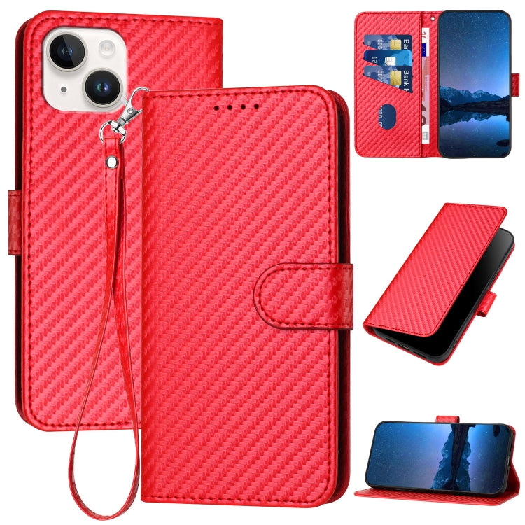 YX0070 Carbon Fiber Buckle Leather Phone Case with Lanyard, For iPhone 13 Pro Max, For iPhone 13 Pro, For iPhone 13, For iPhone 13 mini, For iPhone 12 / 12 Pro, For iPhone 12 Pro Max