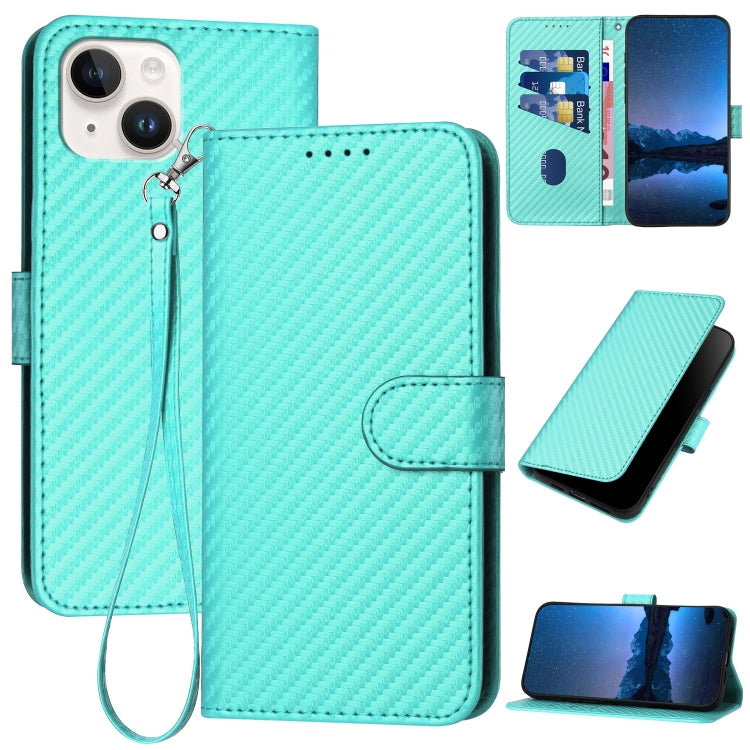 YX0070 Carbon Fiber Buckle Leather Phone Case with Lanyard, For iPhone 13 Pro Max, For iPhone 13 Pro, For iPhone 13, For iPhone 13 mini, For iPhone 12 / 12 Pro, For iPhone 12 Pro Max