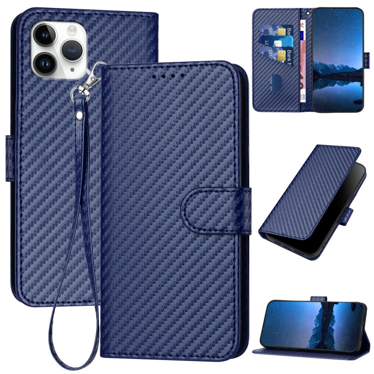 YX0070 Carbon Fiber Buckle Leather Phone Case with Lanyard, For iPhone 12 mini, For iPhone 11 Pro Max, For iPhone 11, For iPhone 11 Pro, For iPhone X / XS, For iPhone XR