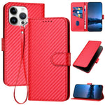 YX0070 Carbon Fiber Buckle Leather Phone Case with Lanyard, For iPhone 17e / 16e, For iPhone 17 Pro Max, For iPhone 17 Pro, For iPhone 17, For iPhone Air, For iPhone 16 Pro Max