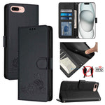 Cat Rat Embossed Pattern RFID Leather Phone Case with Lanyard, For iPhone XR, For iPhone XS Max, For iPhone 8 Plus / 7 Plus