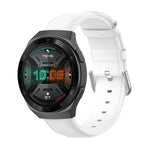 22mm Leather Strap with Round Tail Buckle, For Ticwatch Pro 2020, For Huawei Watch GT2E, For Samsung Galaxy Watch 3 45mm