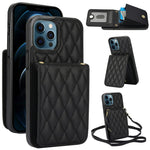 YM015 Crossbody Rhombic Card Bag RFID Phone Case, For iPhone 14 Pro Max, For iPhone 13 Pro Max, For iPhone 13 Pro, For iPhone 13, For iPhone 12 / 12 Pro, For iPhone 12 Pro Max, For iPhone 11 Pro Max, For iPhone 11