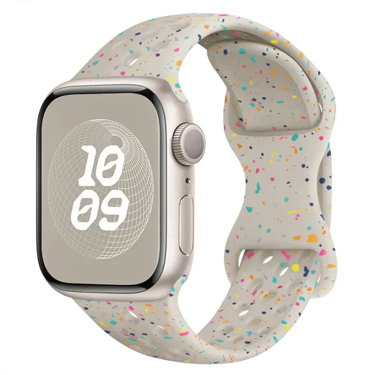 Hole Style Butterfly Buckle Camouflage Silicone Watch Band, For Apple Watch Series 10 46mm, For Apple Watch Series 10 42mm, For Apple Watch SE 2023 44mm, For Apple Watch SE 2023 40mm