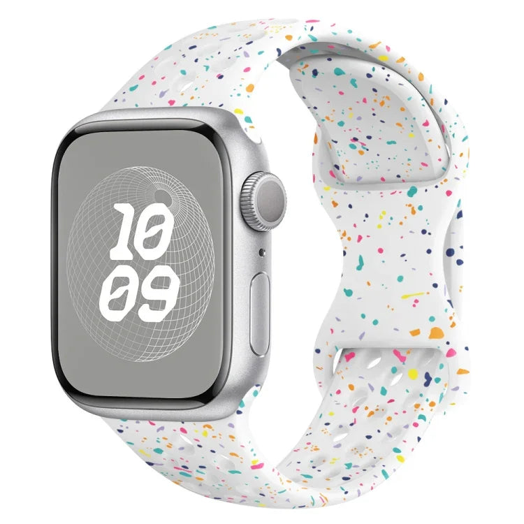 Hole Style Butterfly Buckle Camouflage Silicone Watch Band, For Apple Watch Series 10 46mm, For Apple Watch Series 10 42mm, For Apple Watch SE 2023 44mm, For Apple Watch SE 2023 40mm