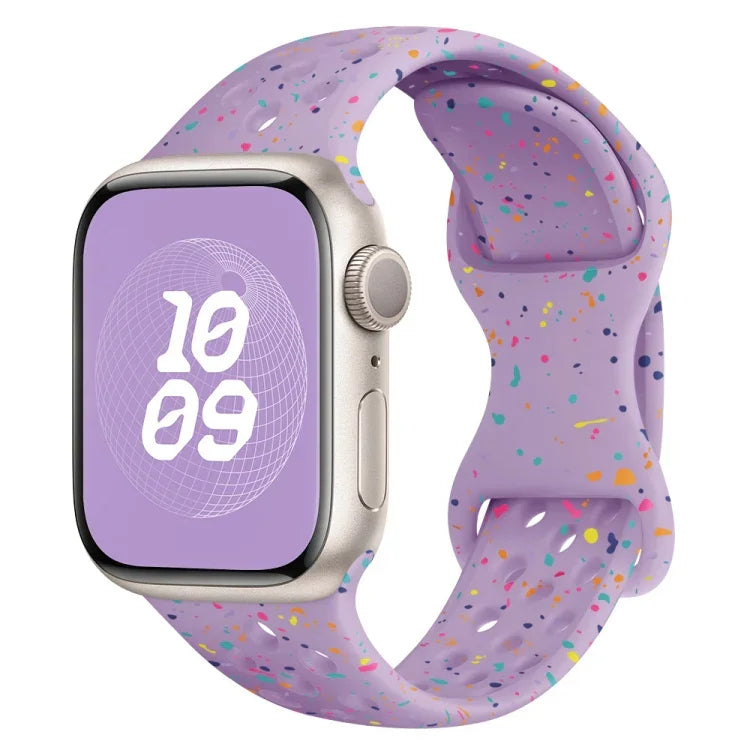 Hole Style Butterfly Buckle Camouflage Silicone Watch Band, For Apple Watch Series 10 46mm, For Apple Watch Series 10 42mm, For Apple Watch SE 2023 44mm, For Apple Watch SE 2023 40mm