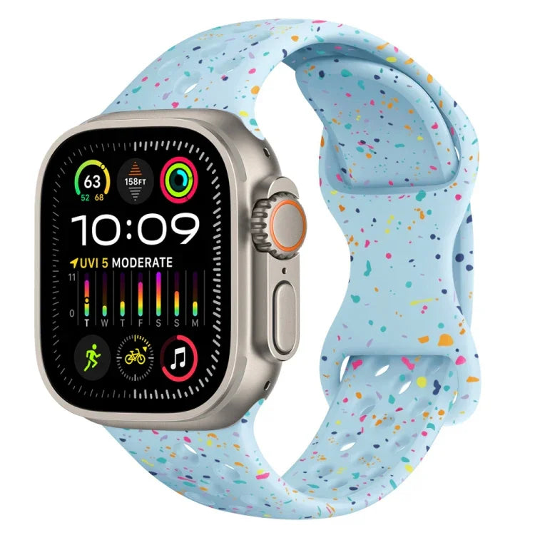 Hole Style Butterfly Buckle Camouflage Silicone Watch Band, For Apple Watch Ultra 2 49mm, For Apple Watch Series 9 45mm, For Apple Watch Series 9 41mm, For Apple Watch Ultra 49mm