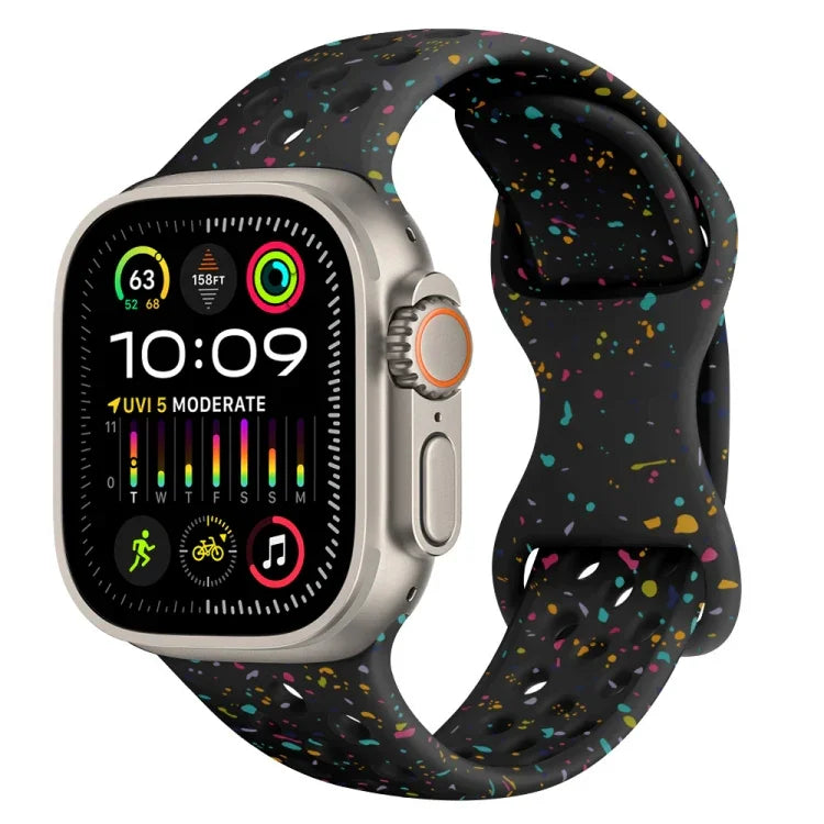 Hole Style Butterfly Buckle Camouflage Silicone Watch Band, For Apple Watch Ultra 2 49mm, For Apple Watch Series 9 45mm, For Apple Watch Series 9 41mm, For Apple Watch Ultra 49mm