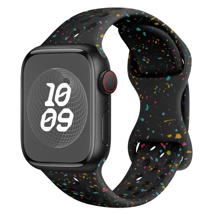 Hole Style Butterfly Buckle Camouflage Silicone Watch Band, For Apple Watch Ultra 2 49mm, For Apple Watch Series 9 45mm, For Apple Watch Series 9 41mm, For Apple Watch Ultra 49mm