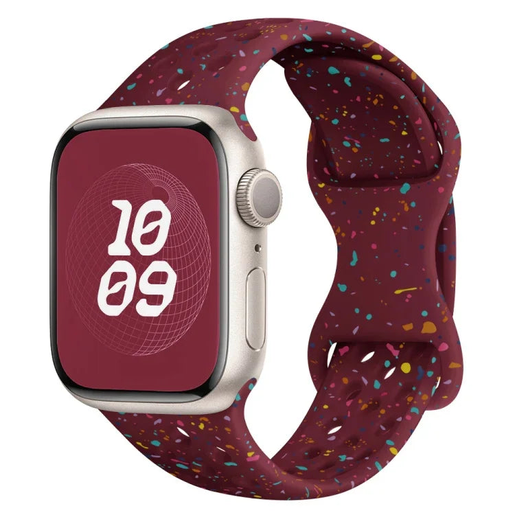 Hole Style Butterfly Buckle Camouflage Silicone Watch Band, For Apple Watch Ultra 2 49mm, For Apple Watch Series 9 45mm, For Apple Watch Series 9 41mm, For Apple Watch Ultra 49mm