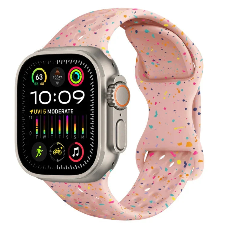 Hole Style Butterfly Buckle Camouflage Silicone Watch Band, For Apple Watch Ultra 2 49mm, For Apple Watch Series 9 45mm, For Apple Watch Series 9 41mm, For Apple Watch Ultra 49mm