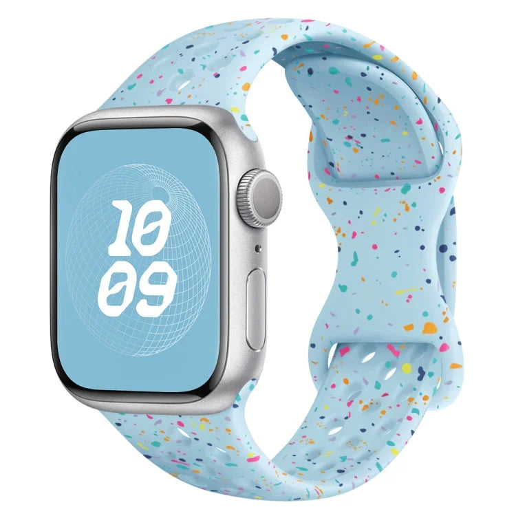 Hole Style Butterfly Buckle Camouflage Silicone Watch Band, For Apple Watch Series 7 41mm, For Apple Watch Series 7 45mm, For Apple Watch SE 40mm, For Apple Watch SE 44mm