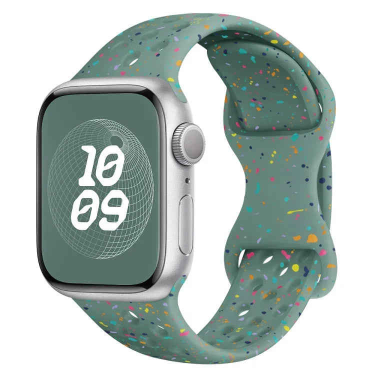 Hole Style Butterfly Buckle Camouflage Silicone Watch Band, For Apple Watch Series 4 44mm, For Apple Watch Series 4 40mm, For Apple Watch Series 3 38mm, For Apple Watch Series 3 42mm