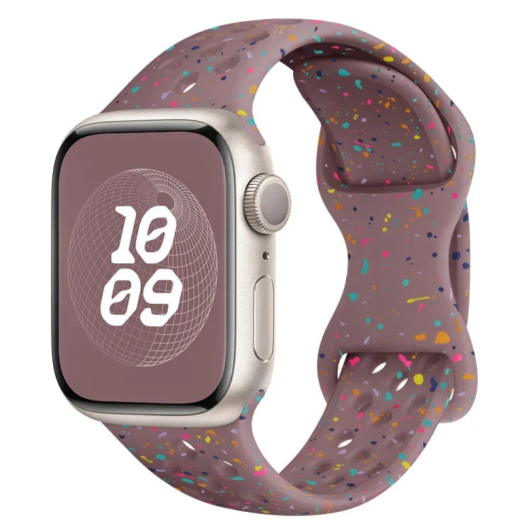 Hole Style Butterfly Buckle Camouflage Silicone Watch Band, For Apple Watch Series 4 44mm, For Apple Watch Series 4 40mm, For Apple Watch Series 3 38mm, For Apple Watch Series 3 42mm